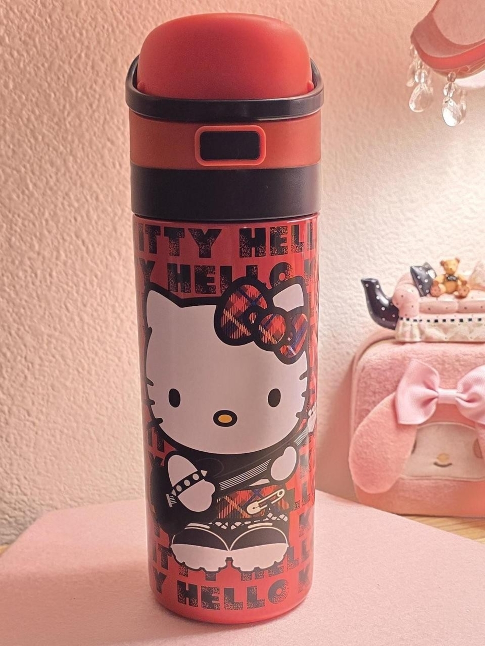 Hello Kitty Red Travel Thermos Bottle - Cute Insulated Water Bottle